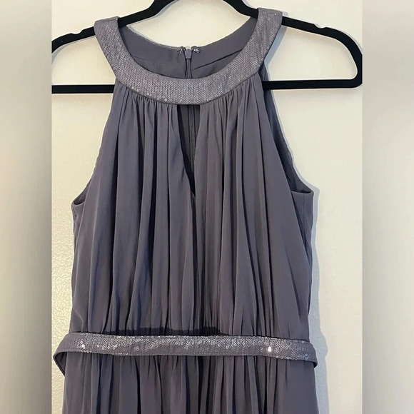 Dessy Collection | Vivian Diamond maxi sheer overlay gray/purple size 12 sequin - Picture 1 of 8